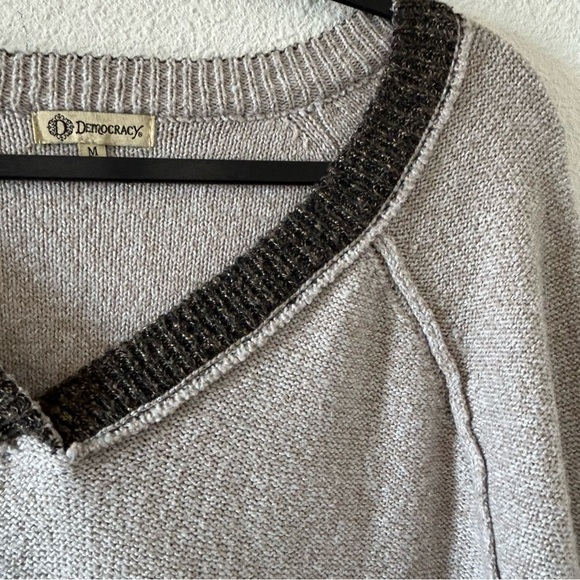 Democracy Women’s Knit Sweater Sz Medium Beige Cozy Grandpa Boho Fall Lagenlook - Picture 9 of 12